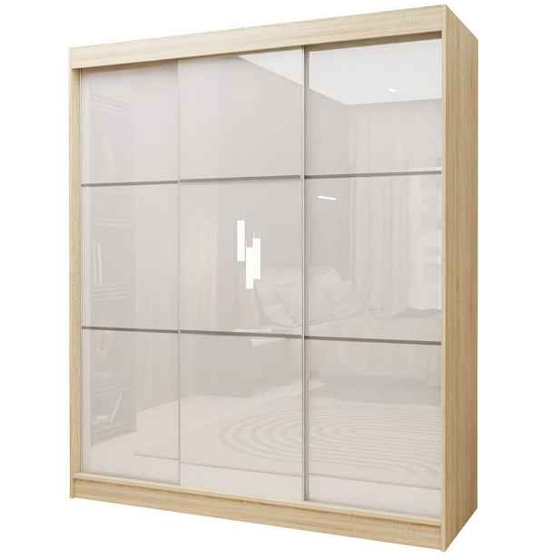 MASSENO ŠATNÍ SKŘÍŇ S POSUVNÝMI DVEŘMI VITALE, 180/216/61 cm 3dveřová, dub Sonoma