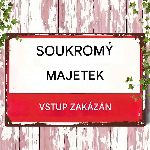 TEMU 2D Plochá, 1 ks Značka Soukromého Majetku - Česky Inspirovaná Varovná Tabule "Soukromý Majetek", Umělé Dřevo 8x12 Palců (20x30 cm) Červeno-Bílá