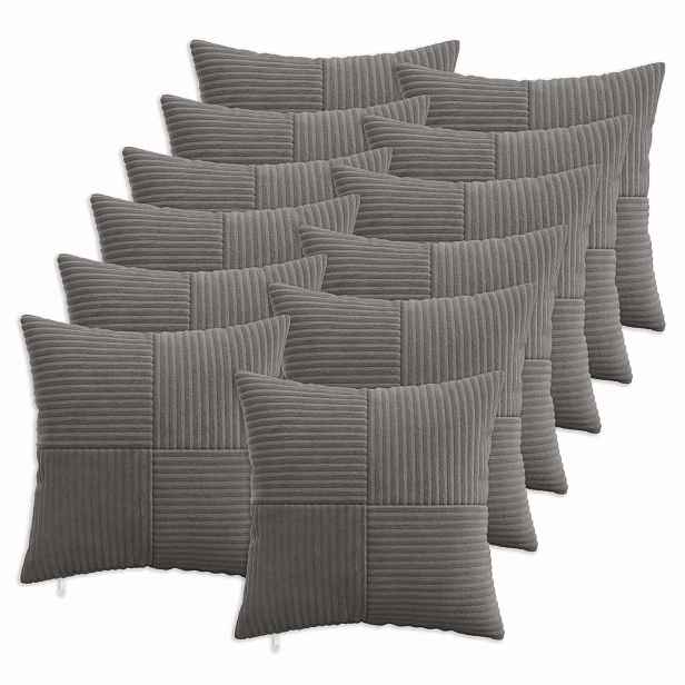 vidaXL Povlak na polštář 12 pcs ALMELO Tmavě šedá 45 x 45 cm manšestr
