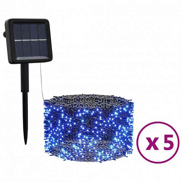 vidaXL Solární světelné řetězy 5 ks 5 x 200 LED modré dovnitř i ven