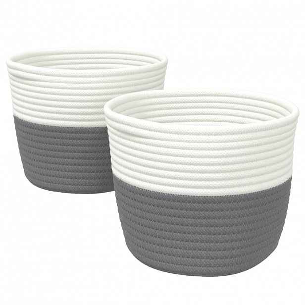 vidaXL Úložné koše 2 ks šedé a bílé Ø 24 x 18 cm bavlna