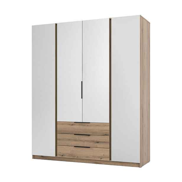 MASSENO ŠATNÍ SKŘÍŇ S OTOČNÝMI DVEŘMI CAGLIARI, 200/239/61,9 cm 4dveřová se zrcadlem, zlatá