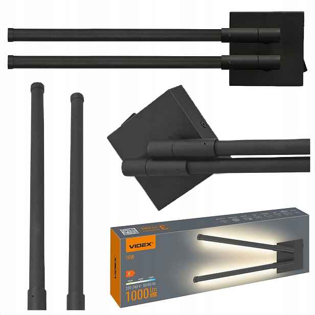 Led Nástěnná Lampa Videx WL042 10W 3000K-4000K-6000K 230V Černá