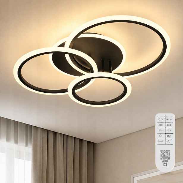 Led Stropní Svítidlo Závěsné Černé Kulaté Moderní Stmívatelné Dálkové Ovládání 53W