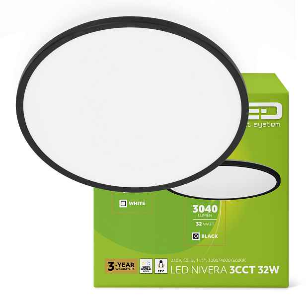 stropní svítidlo Led stropní svítidlo 32W 3CCT IP54 černá