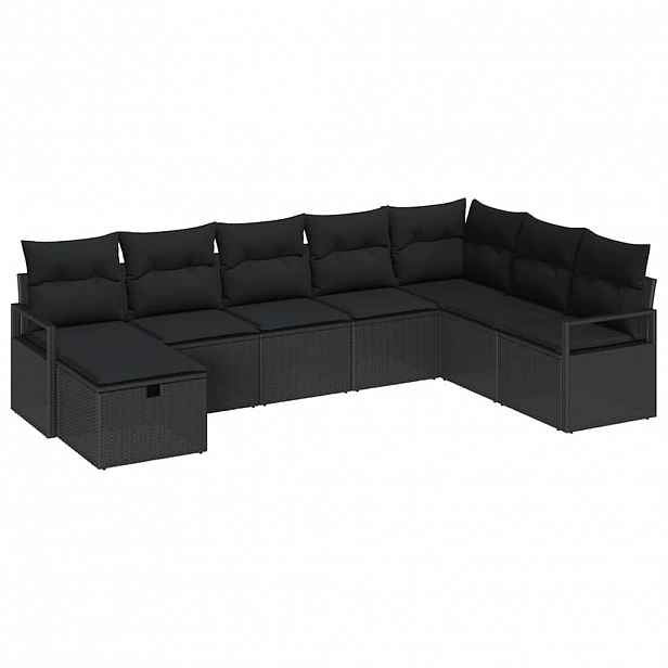 vidaXL Set pohovek 8 ks 8-Počet míst Černá polyratan