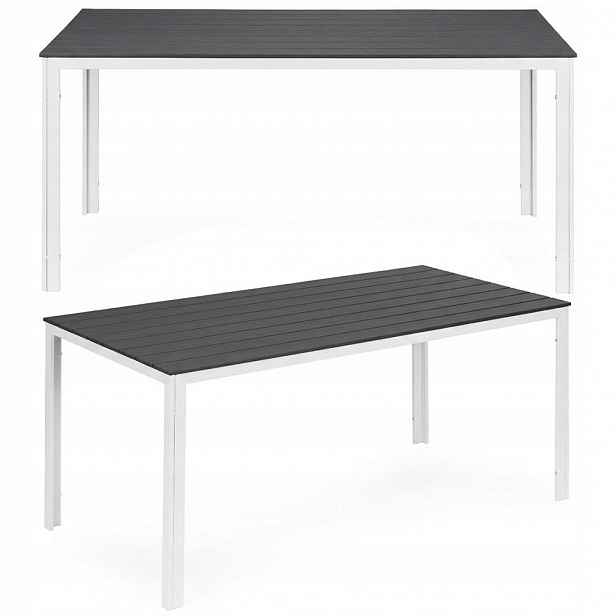 Zahradní stůl pro 6 osob 156x78 cm polywood nábytek na terasu šedý bílý Multi