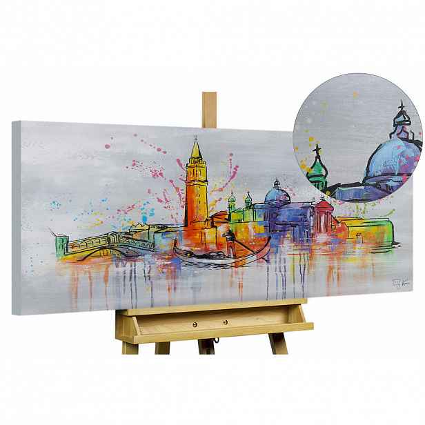 KUNSTLOFT RUČNĚ MALOVANÝ AKRYLOVÝ OBRAZ ŠEDÝ, 120/60 CM