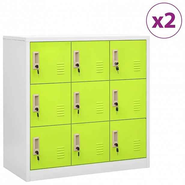 vidaXL Uzamykatelné skříně 2 ks světle šedé a zelené 90x45x92,5cm ocel