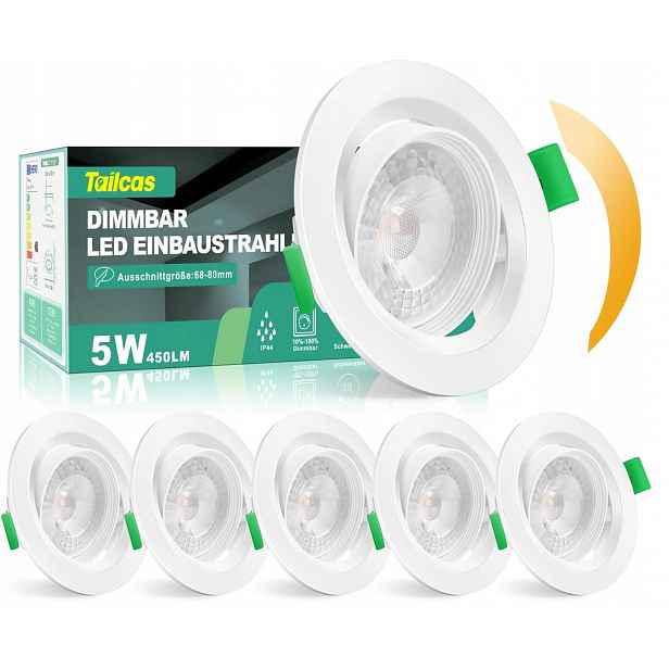 6 x Reflektor Zapuštěný Do Stropu Led reflektor pro zabudování 230 V Vodotěsný