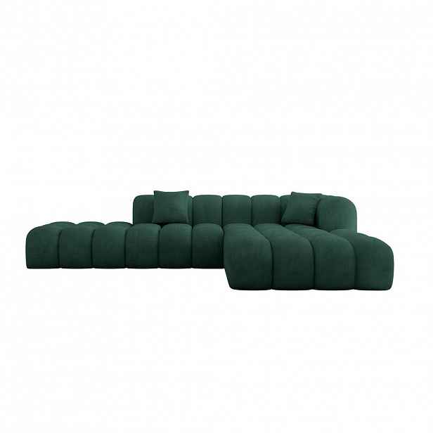 ALTDECOR ROHOVÁ SEDACÍ SOUPRAVA s otomanem vpravo OLEA-L2 - 289x176x71 cm tmavě zelená