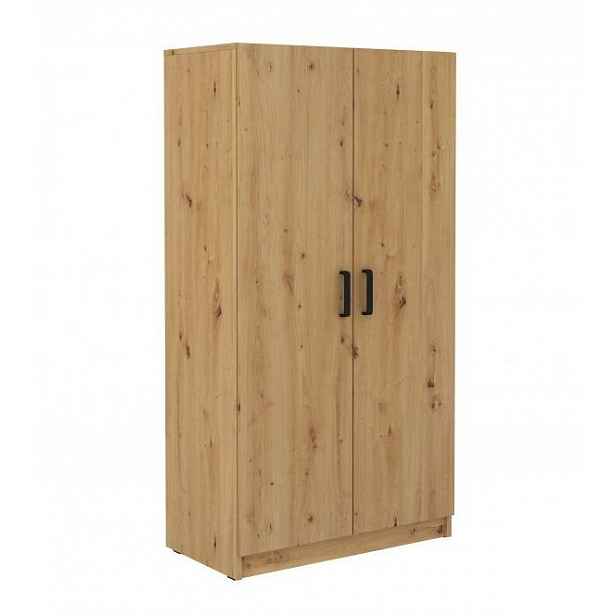 Dvoudveřová šatní skříň MABAKA - šířka 80 cm, dub artisan