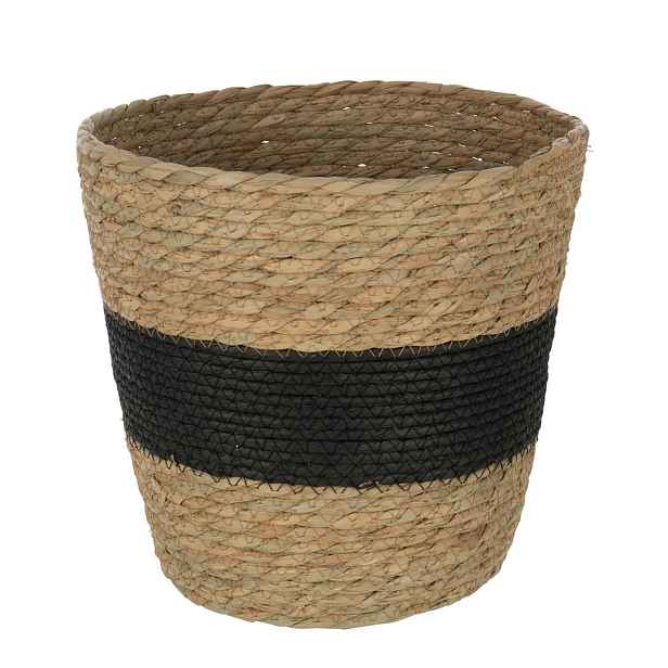 Přírodní košík z mořské trávy s černým pruhem Witte - Ø 25*23 cm J-Line by Jolipa