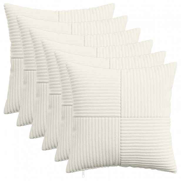 vidaXL Povlak na polštář 6 pcs ALMELO Krémová 45 x 45 cm manšestr