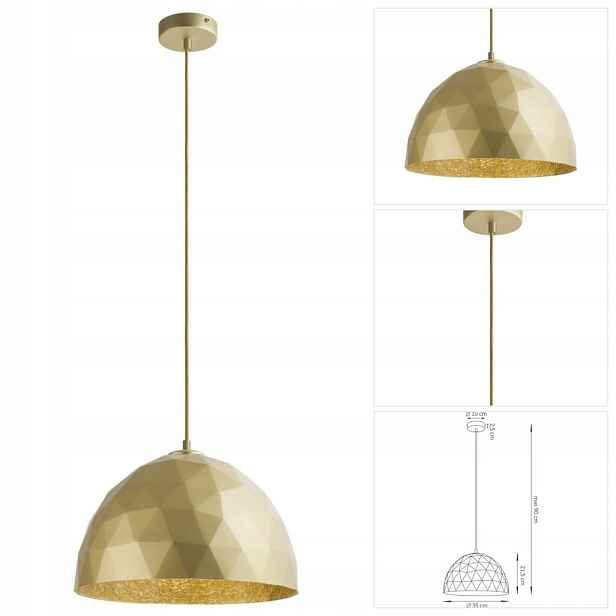 Závěsná lampa Diament zlatá, nastavitelná výška v kuchyni Sigma Lighting