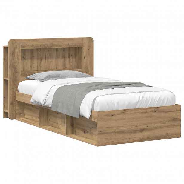 vidaXL Rám postele s úložným prostorem s čelo Dub artisan 90 x 190 cm