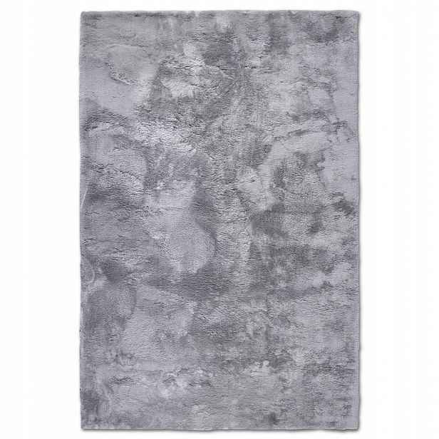 Koberec plyšový shaggy do obývacího pokoje 80 x 150 cm, silný, stříbrný, mazaný