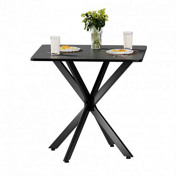 OKWISH ODKLÁDACÍ stolek 80/80/75 cm černý z železa a dřevotřísky s nastavitelnými nožkami