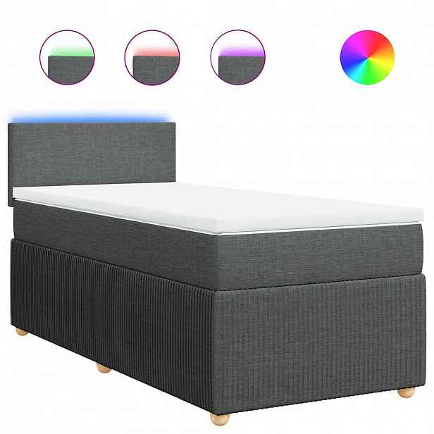 vidaXL Box spring postel s matrací tmavě šedá 80 x 200 cm textil