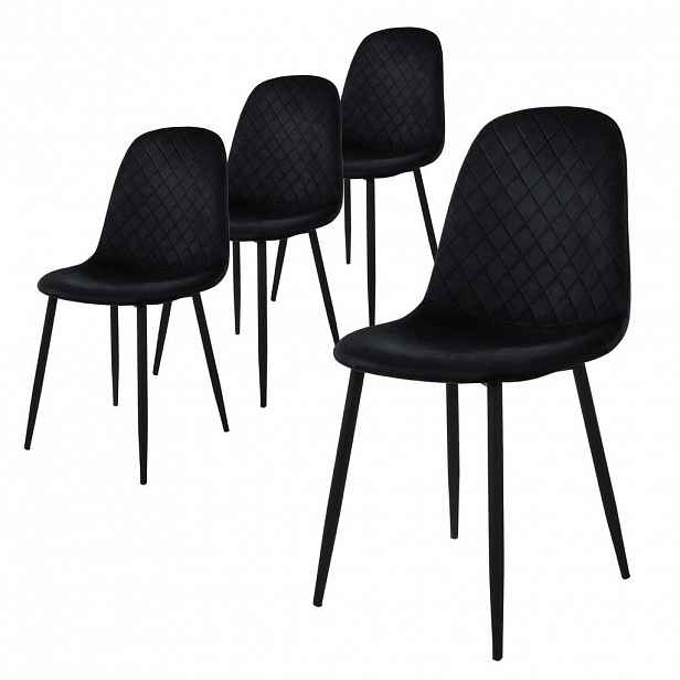 ML-DESIGN JÍDELNÍ ŽIDLE, sada 4 ks, černý samet
