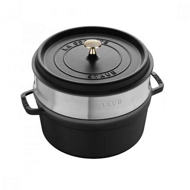 Litinový hrnec na vaření Cocotte, s nástavcem na vaření v páře, 24cm/3