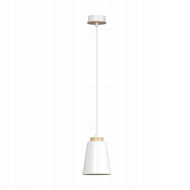 Závěsná lampa Bolero 1 White skandinávská, dřevo, bílá