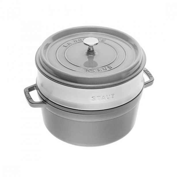 Litinový hrnec na vaření Cocotte, s nástavcem na vaření v páře, 24cm/3