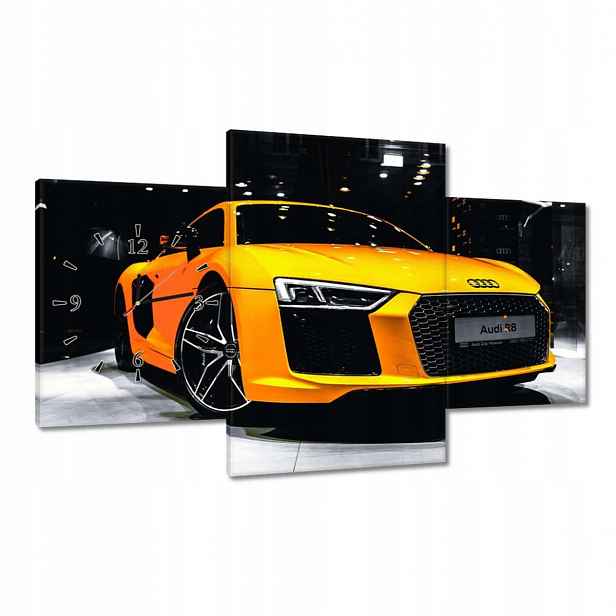 Hodiny 100x60 Žluté Audi R8