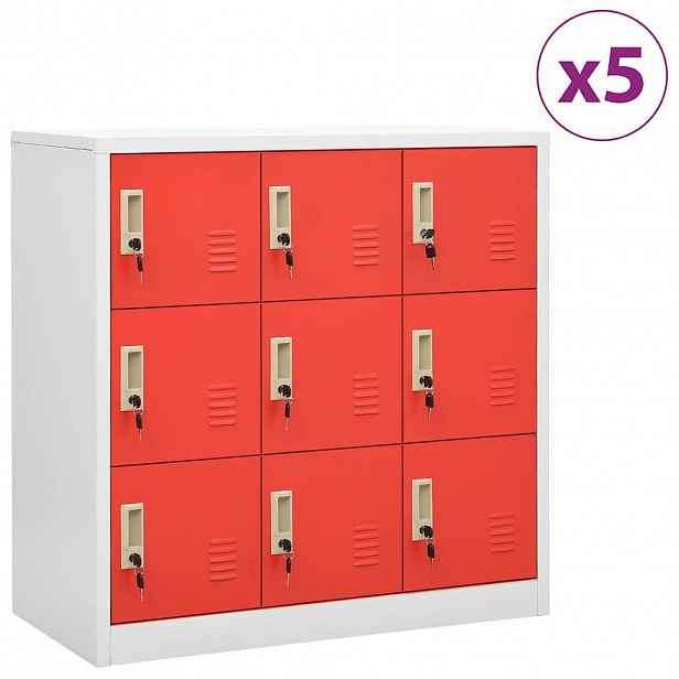 vidaXL Uzamykatelné skříně 5 ks světle šedé a červené 90x45x92,5 cm