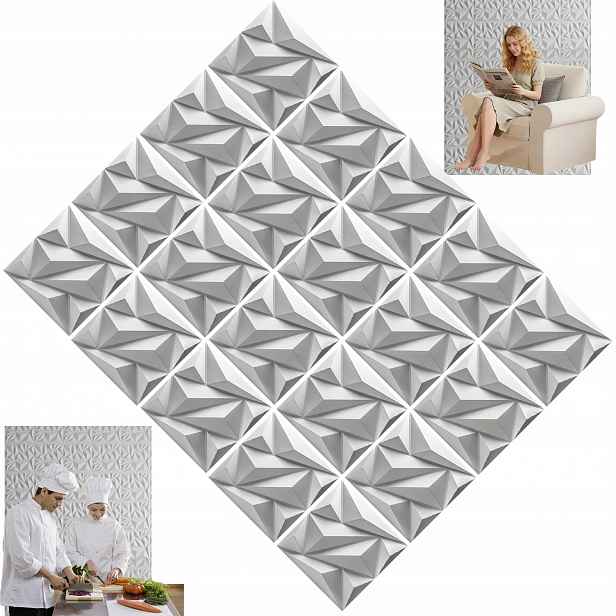 20 Ks Dekorativní 3D nástěnný stropní panel Kaseton 30x30 cm Bílý diamant
