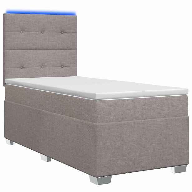 vidaXL Postel boxspring s matrací s LED pásky Taupe 90 x 190 cm Textil