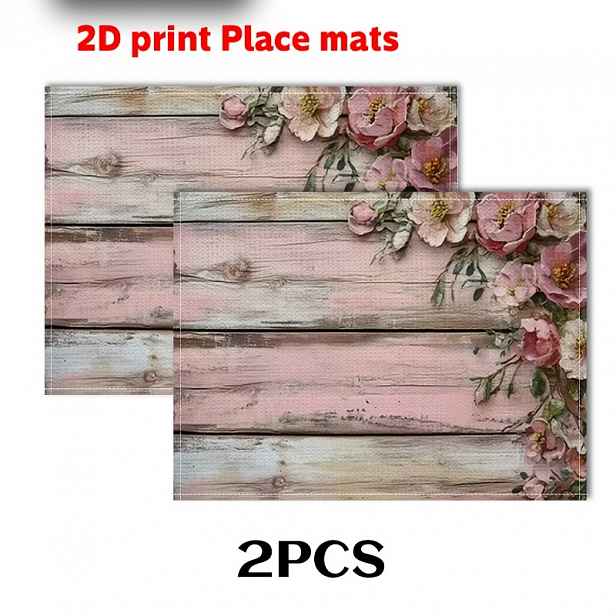 TEMU 2/4/6ks prostírání s dřevěným květinovým designem, 11,81*17,72 palce/30*, vhodné pro kuchyň, dekoraci restaurace, domácí dekoraci, dekoraci