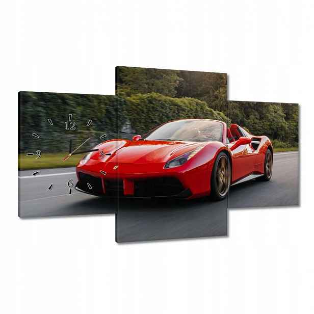 Hodiny 100x60 Červené Ferrari Cesta