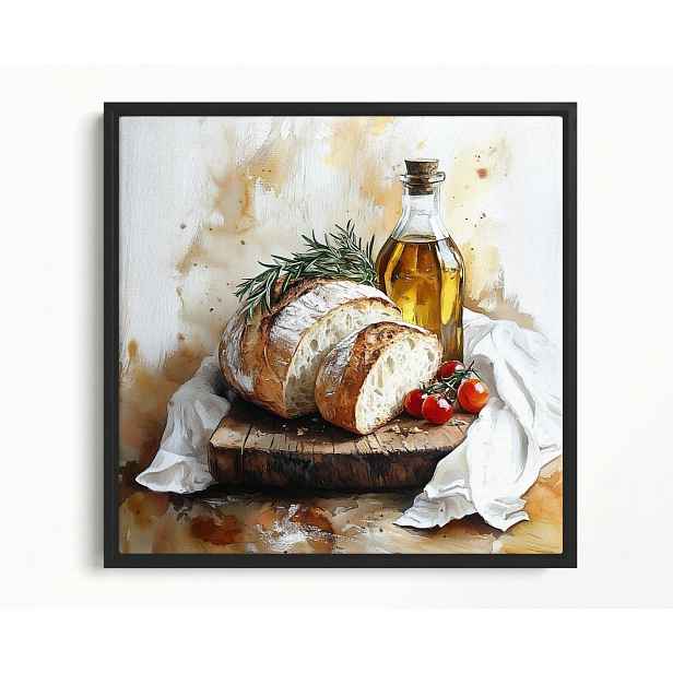 Rám Na Obraz Americká Krabice Kuchyňské Jídlo Chléb Olivový Rajčata 50x50