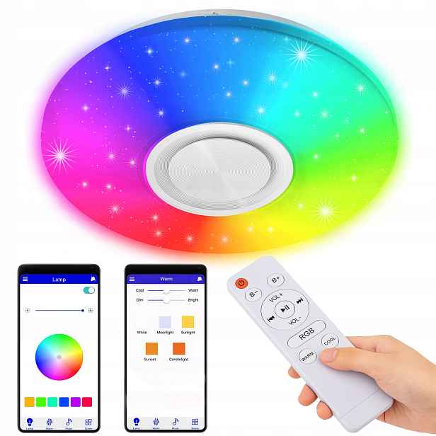 Stropní Svítidlo Rgb S Bluetooth Led Reproduktorem 60 W S Dálkovým Ovládáním Aplikací App