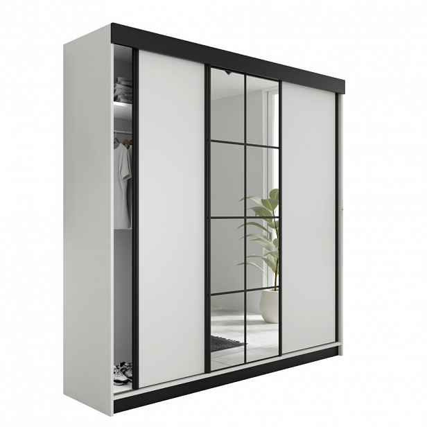 Kier Furniture POSUVNÁ ŠATNÍ SKŘÍŇ LAMARO 250x205x59 cm Bílá