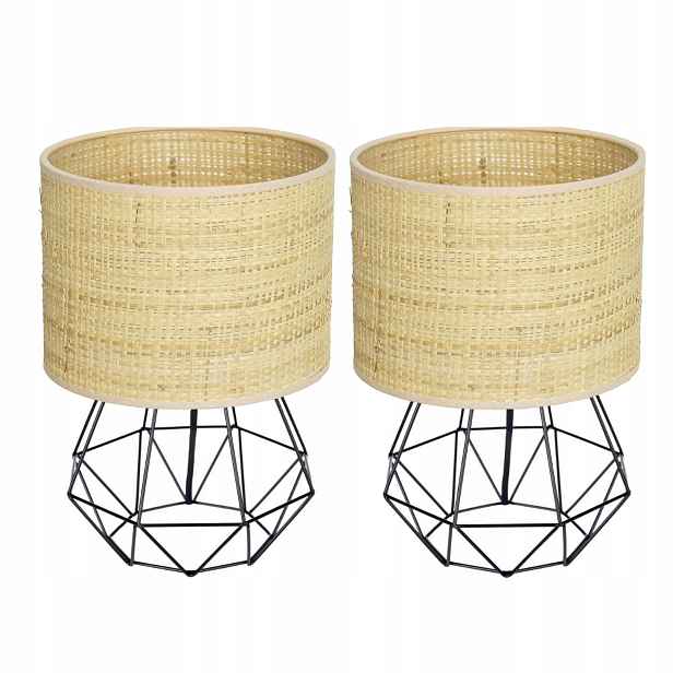 Ratanová Noční Lampa Stolní Ratan Boho 2 Kusy E27 Polská Lampa