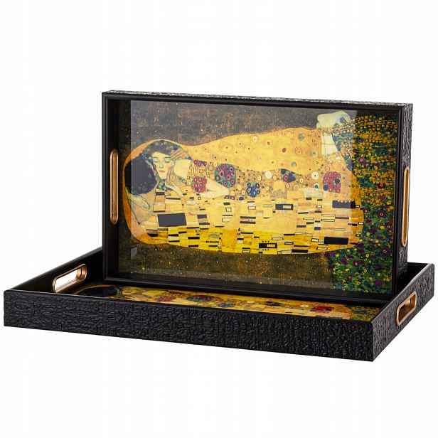 sada 2ks Dekorační Podnos Gustav Klimt Polibek Dárek Komplet