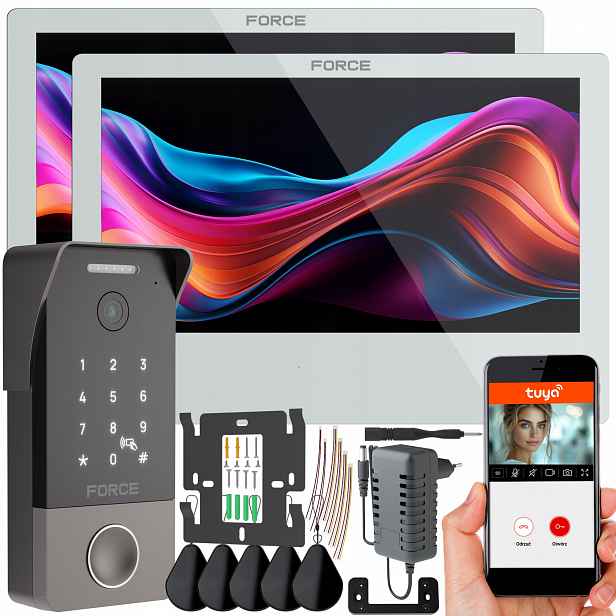 Videodomofon Force Myway Pro 2X Monitor 10" Bílý WiFi Tuya Klíčenky