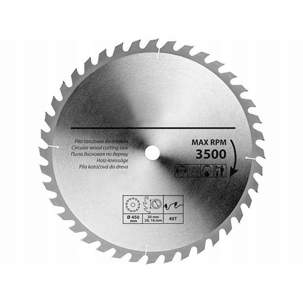 Kotouč na řezání dřeva 450 x 30 mm 40 T zubů sintrový