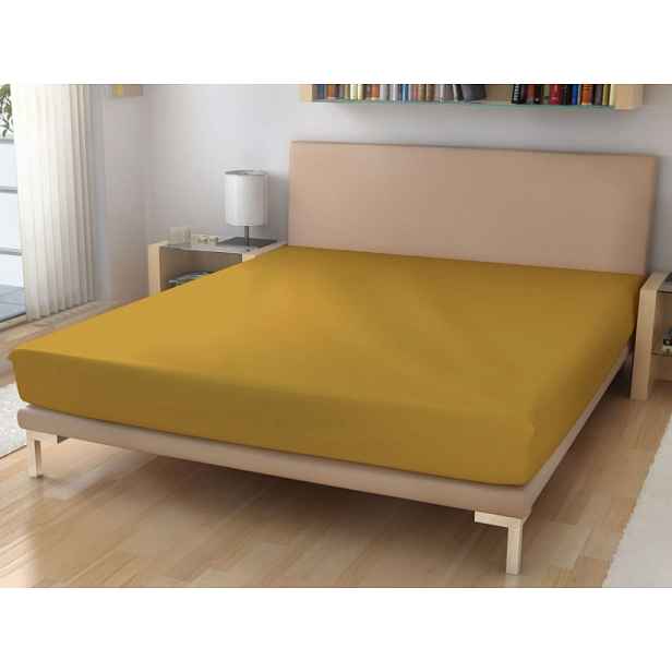 Jednolůžkové prostěradlo z bavlněného froté Zvolte barvu: Hořčicová, Zvolte rozměr: 90 x 200 cm