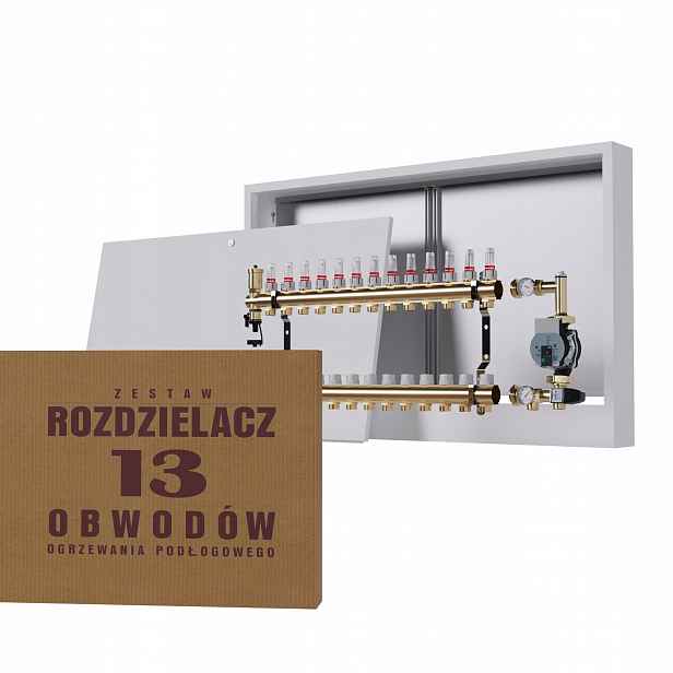 Rozdělovač pro podlahu 13 okruhů s čerpací skupinou Wilo nástěnný box
