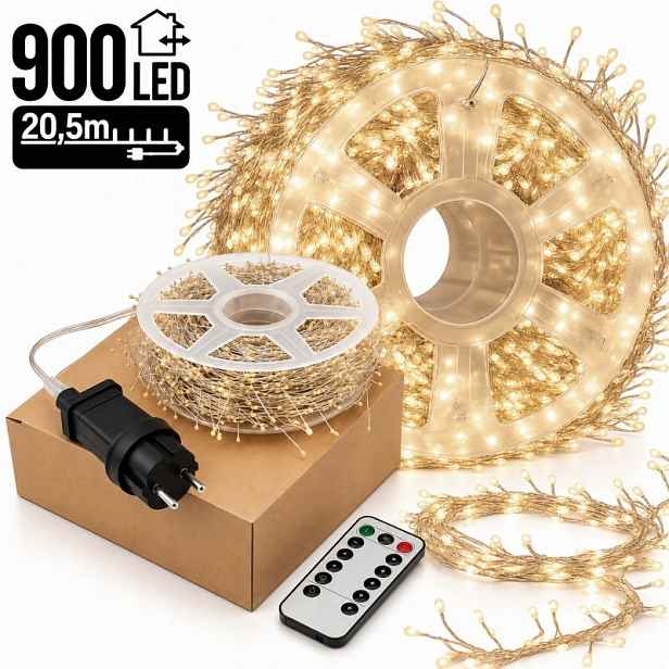 Venkovní/vnitřní vánoční osvětlení na stromeček micro Led 900 Led 20,5 m, barva teplá bílá