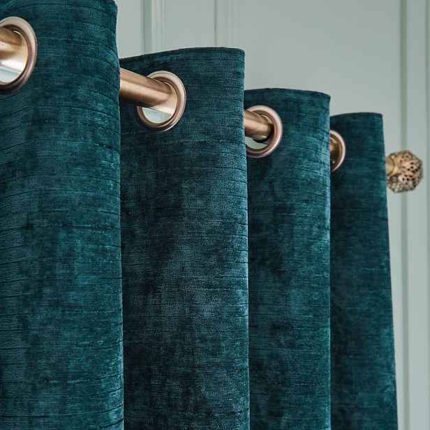 Zelenomodré termo závěsy v sadě 2 ks z žinylky 229x183 cm Selene Luxury Chenille – Hyperion
