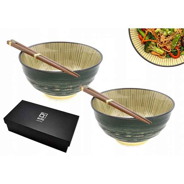 Sada 2 misek s hůlkami Udon Midori Kiiro 800 ml Box