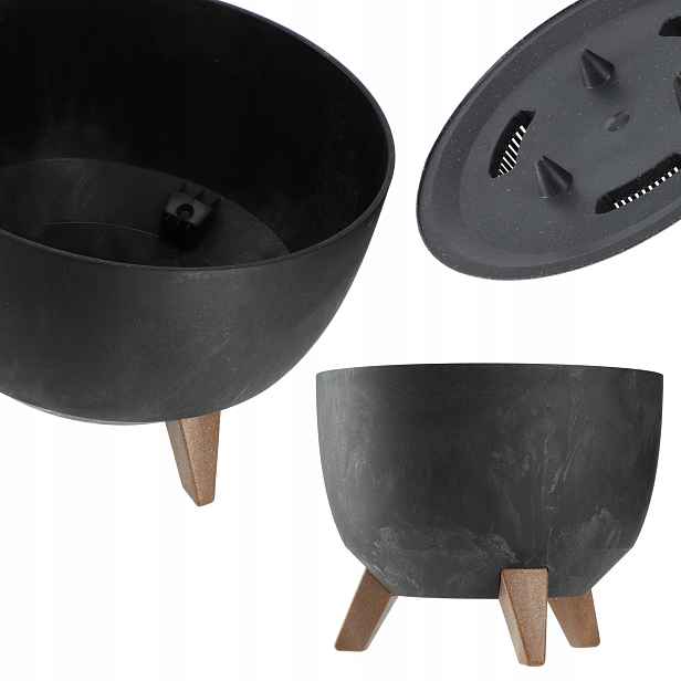 Květináč Květináč 40 cm Obal Na Květináč Vložka Nohy Korek Květinový Černý