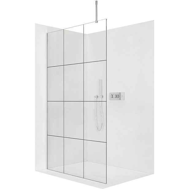 Sprchová zástěna Walk-in Onyx Top Cube L/P - 8 mm - hranatá vzpěra - chrom, industriální sklo - 150x200 cm