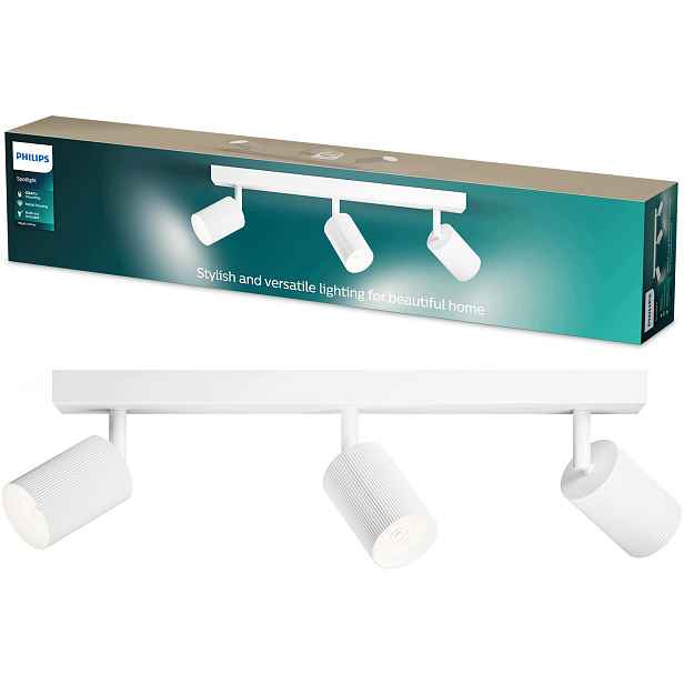 Stropní Svítidlo rýhované 3x GU10 Led, nastavitelné bodové svítidlo Wyatt Philips