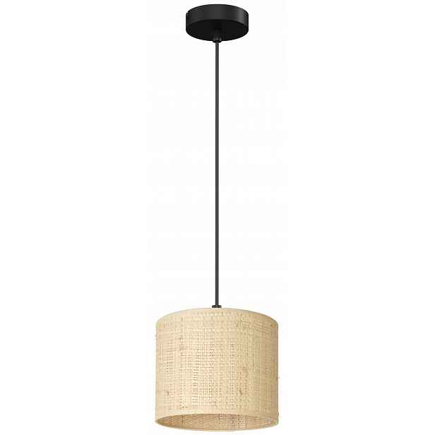 Závěsná stropní lampa Rattan černá béžová 1xE27 18 cm loft nad stůl