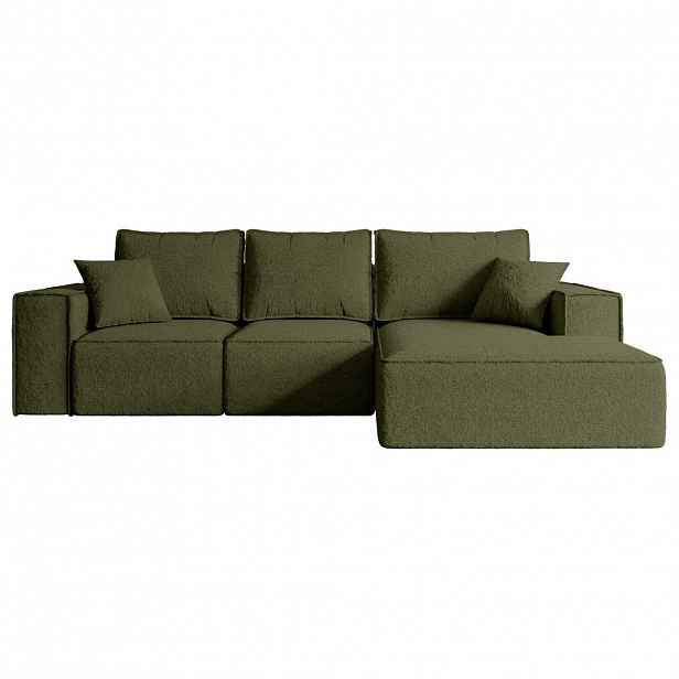 ALTDECOR ROHOVÁ SEDACÍ SOUPRAVA s funkcí lůžka a úložným prostorem SERRA-L-S – 266x161x87 cm, zelená buklé